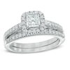 Thumbnail Image 0 of 1 CT. T.W. Princess-Cut Diamond Frame Bridal Set in 14K White Gold