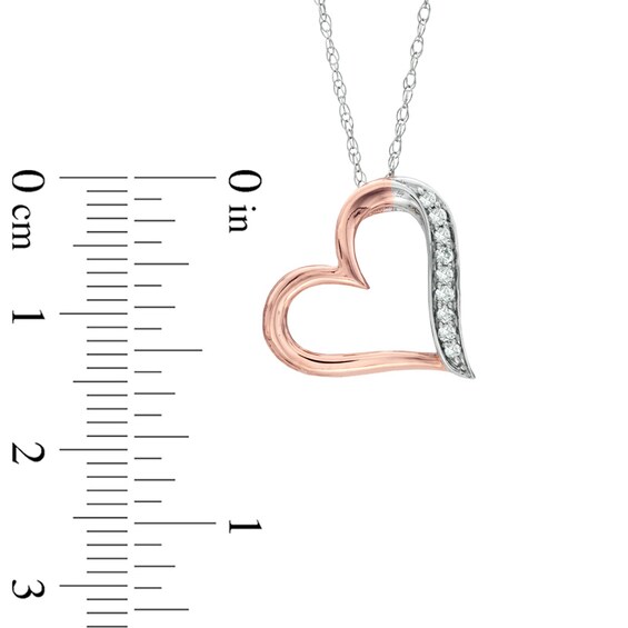 1/10 CT. T.w. Diamond Tilted Heart Pendant in 10K Rose Gold