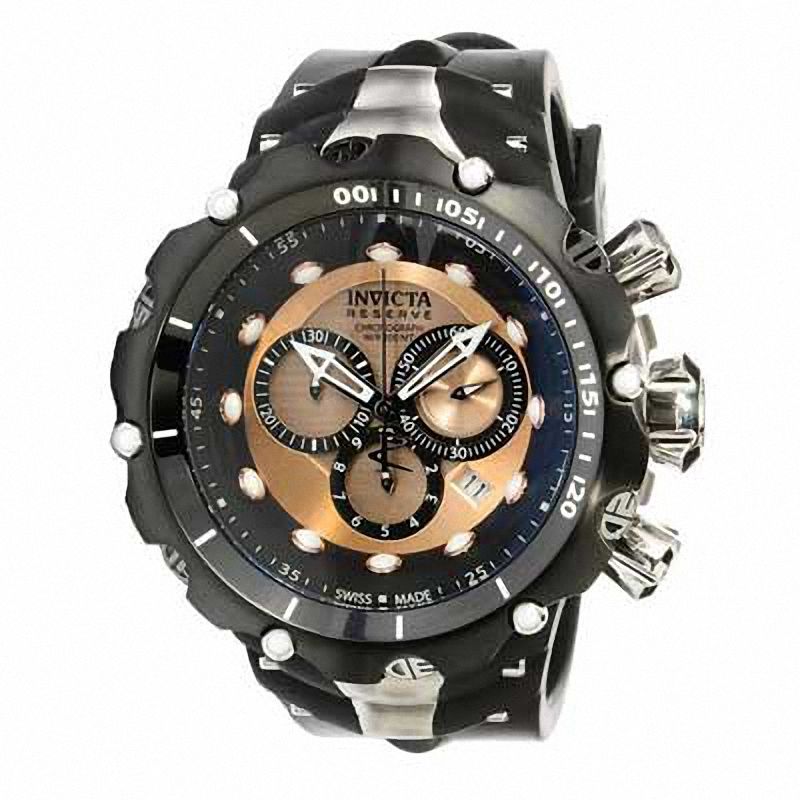Men's Invicta Reserve Chronograph Strap Watch with Rose-Tone Dial (Model: 11706)