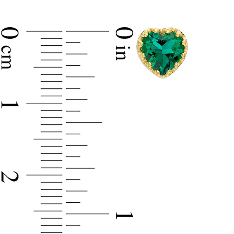6.0mm Heart-Shaped Lab-Created Emerald Crown Earrings in Sterling Silver with 14K Gold Plate