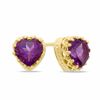 Thumbnail Image 0 of 6.0mm Heart-Shaped Amethyst Crown Earrings in Sterling Silver with 14K Gold Plate