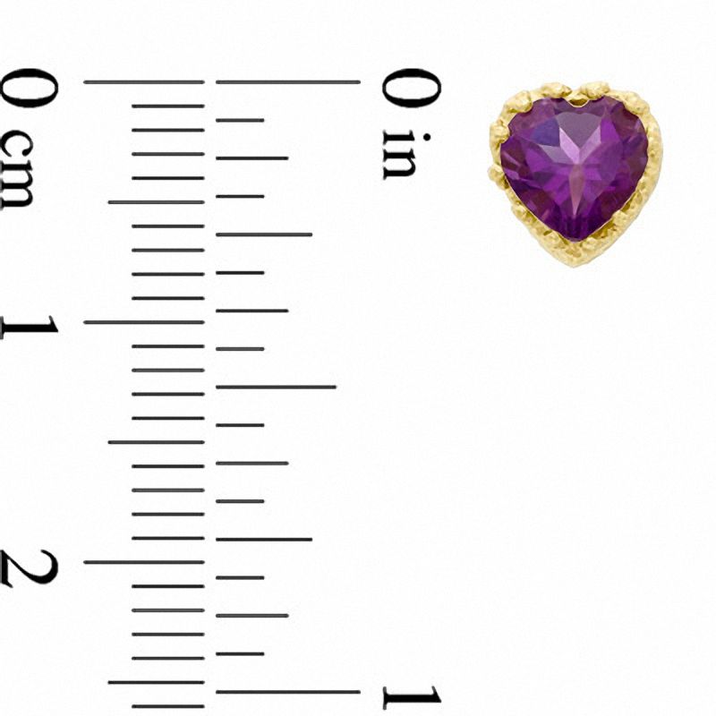 Main Image 2 of 6.0mm Heart-Shaped Amethyst Crown Earrings in Sterling Silver with 14K Gold Plate