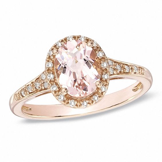 Oval and Diamond Accent Ring in 10K Rose Gold Zales