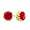 Thumbnail Image 0 of 6.0mm Lab-Created Ruby Crown Earrings in Sterling Silver with 14K Gold Plate