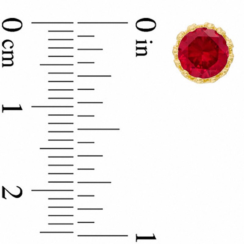 Main Image 2 of 6.0mm Lab-Created Ruby Crown Earrings in Sterling Silver with 14K Gold Plate