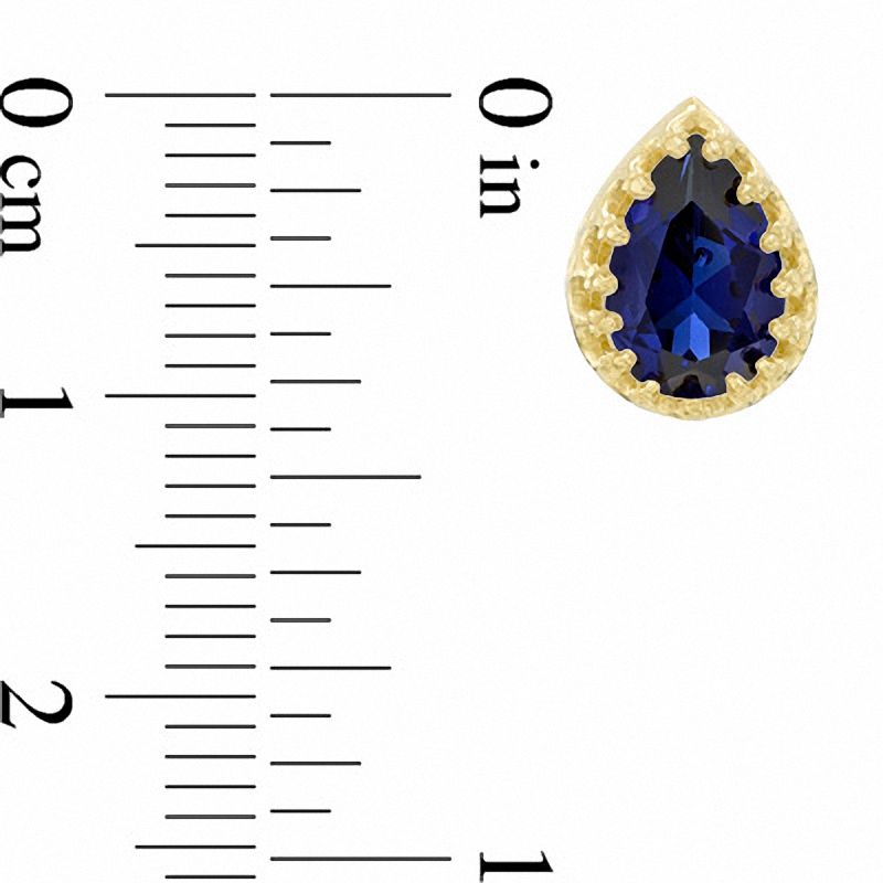 Pear-Shaped Lab-Created Blue Sapphire Crown Earrings in Sterling Silver with 14K Gold Plate