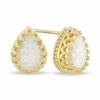 Thumbnail Image 0 of Pear-Shaped Lab-Created Opal Crown Earrings in Sterling Silver with 14K Gold Plate