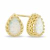 Thumbnail Image 1 of Pear-Shaped Lab-Created Opal Crown Earrings in Sterling Silver with 14K Gold Plate