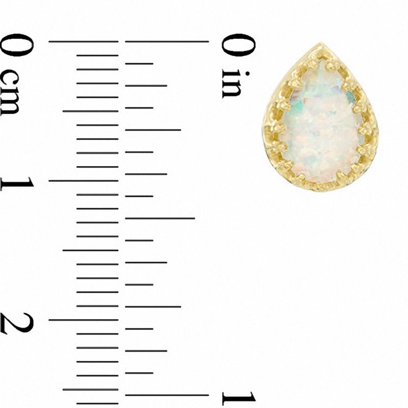 Main Image 2 of Pear-Shaped Lab-Created Opal Crown Earrings in Sterling Silver with 14K Gold Plate