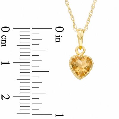 NEW .43ctw Heart Cut Citrine & Cubic Zirconia Pendant Necklace 18 1/4" 10k Gold 