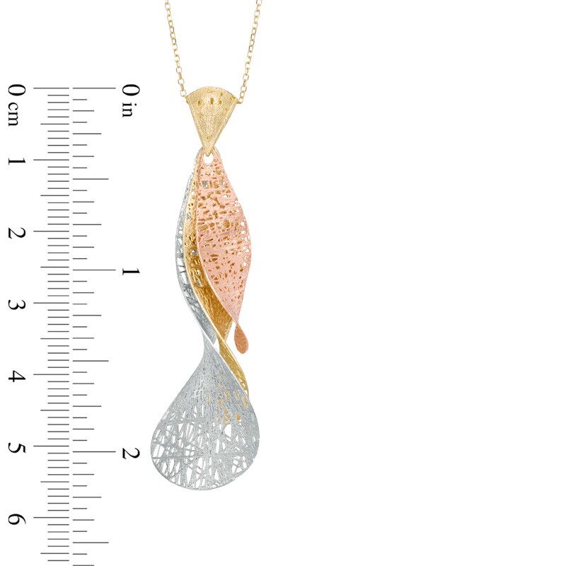 Main Image 2 of Triple Teardrop-Shaped Pendant in 10K Tri-Tone Gold