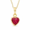Thumbnail Image 1 of 6.0mm Heart-Shaped Lab-Created Ruby Crown Pendant in Sterling Silver with 14K Gold Plate