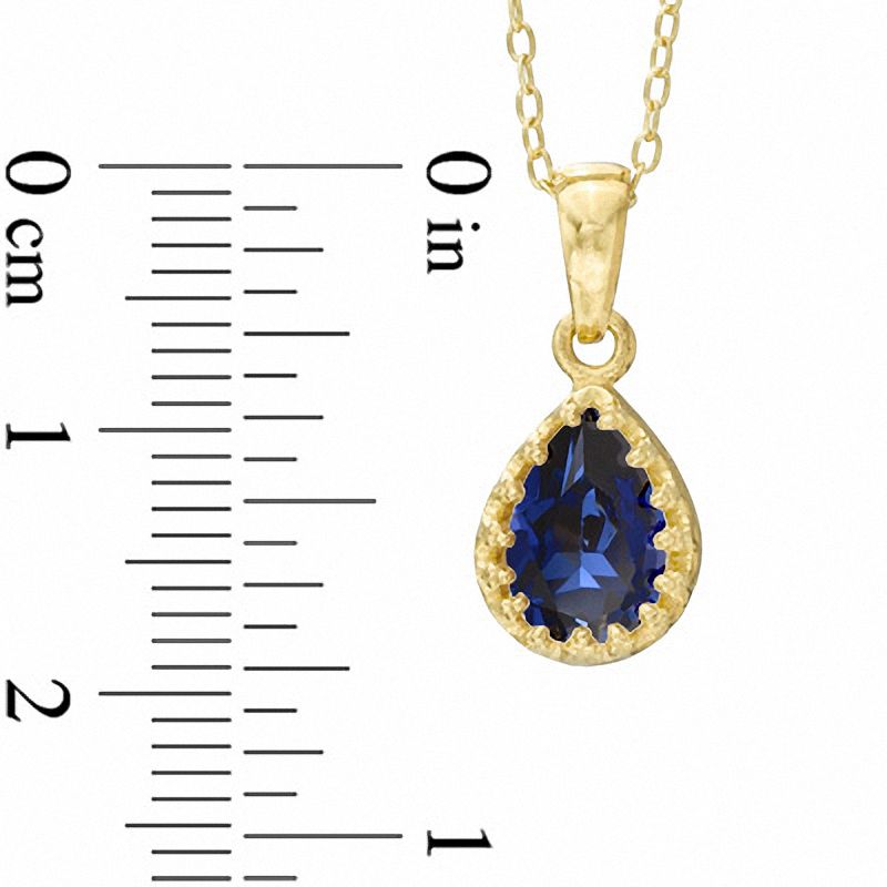 Main Image 3 of Pear-Shaped Lab-Created Blue Sapphire Crown Pendant in Sterling Silver with 14K Gold Plate