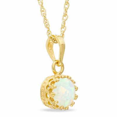 6.0mm Lab-Created Opal Crown Pendant in 