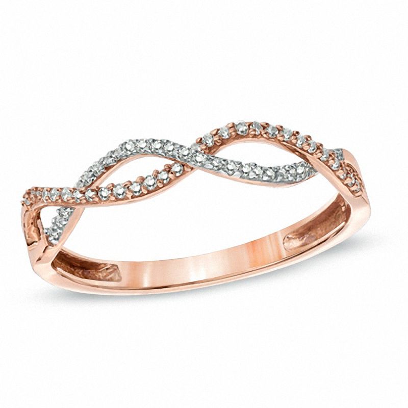 Main Image 1 of 1/6 CT. T.W. Diamond Loose Twist Ring in 10K Rose Gold