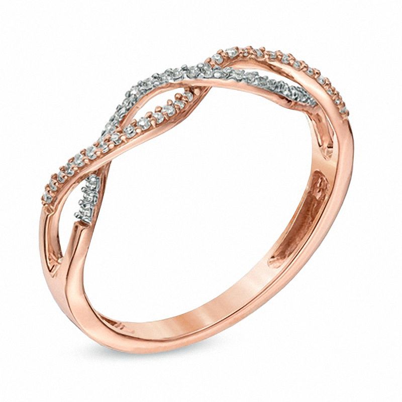 Main Image 2 of 1/6 CT. T.W. Diamond Loose Twist Ring in 10K Rose Gold