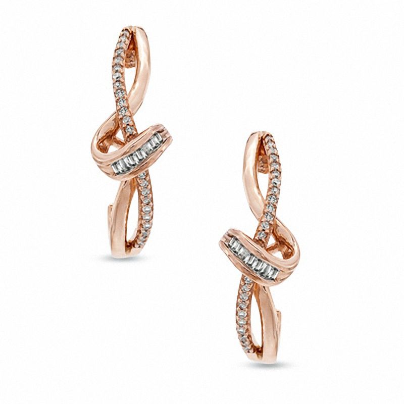 1/6 CT. T.W. Diamond Looping Ribbon Drop Earrings in 10K Rose Gold