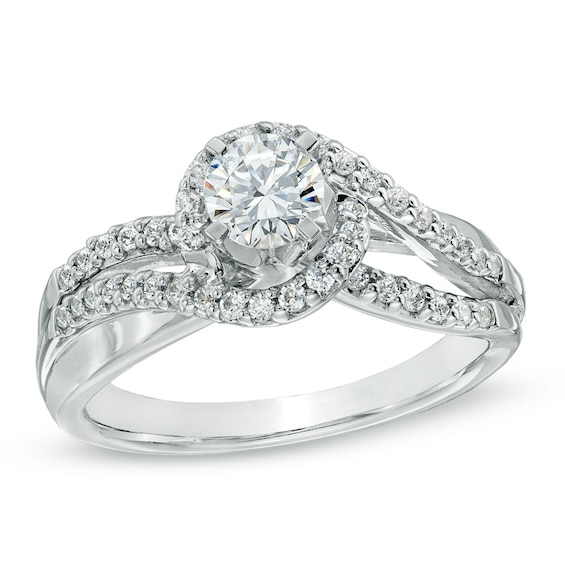 3/4 CT. T.w. Diamond Bypass Engagement Ring in 14K White Gold