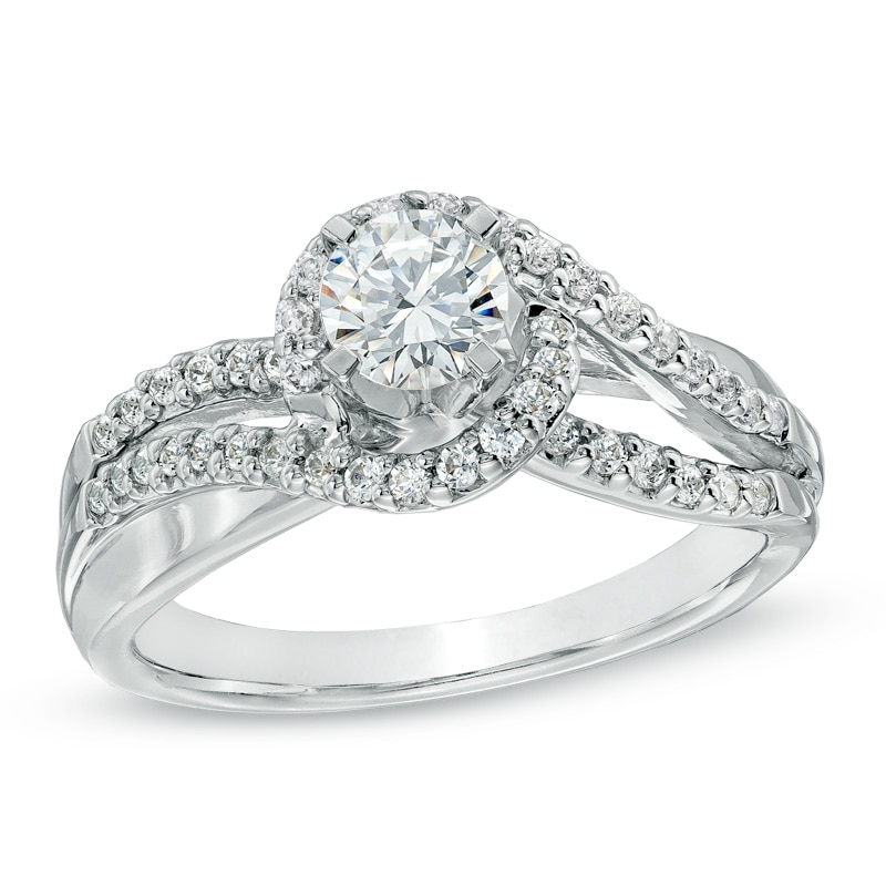 Main Image 1 of 3/4 CT. T.W. Diamond Bypass Engagement Ring in 14K White Gold