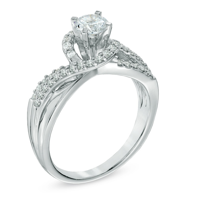 Main Image 2 of 3/4 CT. T.W. Diamond Bypass Engagement Ring in 14K White Gold
