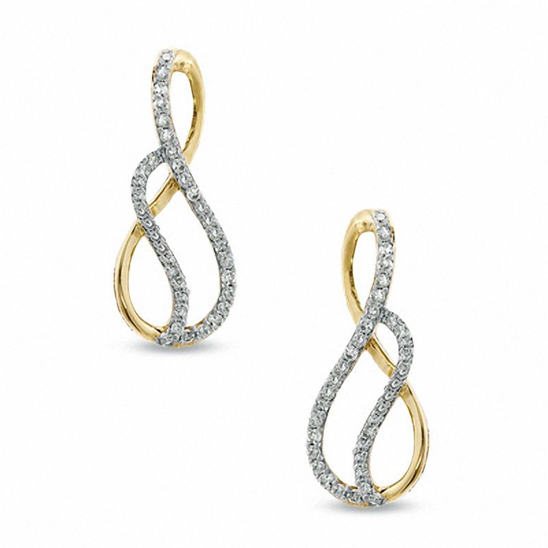 1/5 CT. T.W. Diamond Swirl Infinity Loop Earrings in 10K Gold