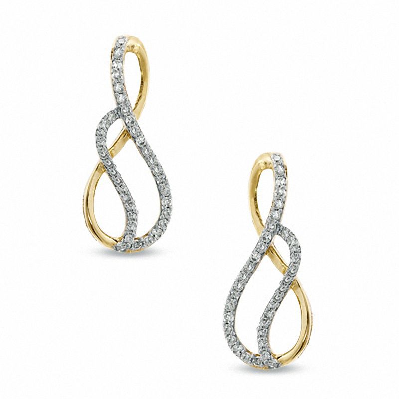 Main Image 1 of 1/5 CT. T.W. Diamond Swirl Infinity Loop Earrings in 10K Gold