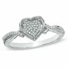 Thumbnail Image 0 of 1/10 CT. T.W. Diamond Cluster Heart Ring in Sterling Silver