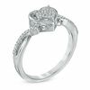 Thumbnail Image 2 of 1/10 CT. T.W. Diamond Cluster Heart Ring in Sterling Silver