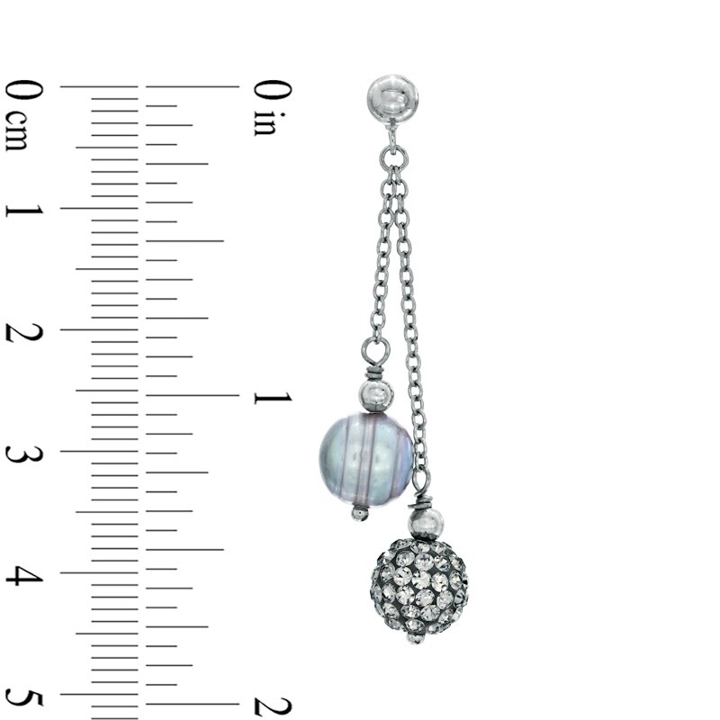 Main Image 2 of Honora 8.0-9.0mm Grey Freshwater Cultured Pearl and Crystal Drop Earrings in Sterling Silver