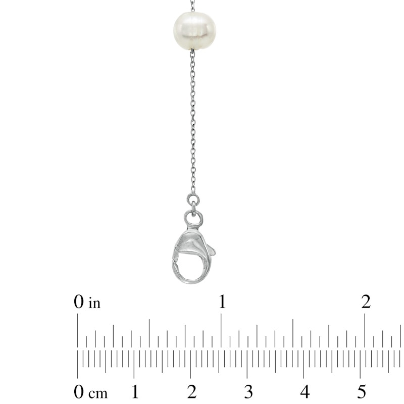 Main Image 2 of Honora 7.0-8.0mm Freshwater Cultured Pearl and Champagne Crystal Ball Necklace in Sterling Silver