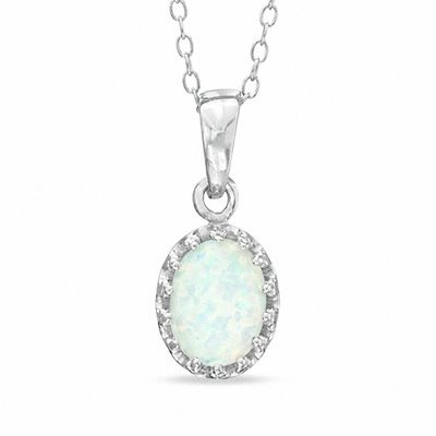 Sterling Silver Lab Created Opal Oval Designer Pendant COLORS AVAILABLE! 