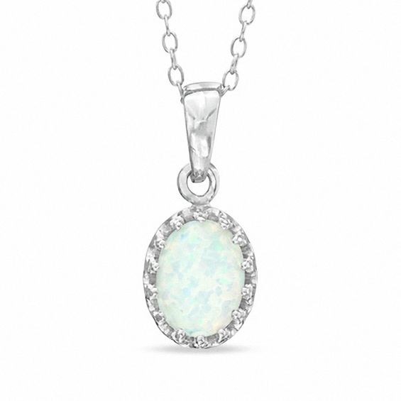 Oval Lab-Created Opal Crown Pendant in Sterling Silver | Opal October ...