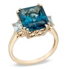 Thumbnail Image 2 of Radiant-Cut London and Sky Blue Topaz Three Stone Ring in Sterling Silver with 14K Gold Plate
