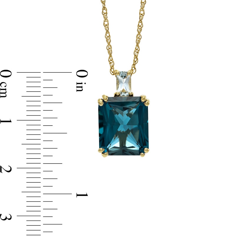 Main Image 2 of Radiant-Cut London and Sky Blue Topaz Pendant in Sterling Silver with 14K Gold Plate