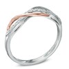 Thumbnail Image 2 of 1/10 CT. T.W. Diamond Crossover Ring in Sterling Silver and 10K Rose Gold