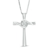 Thumbnail Image 0 of Diamond Accent Swirl Cross Pendant in Sterling Silver