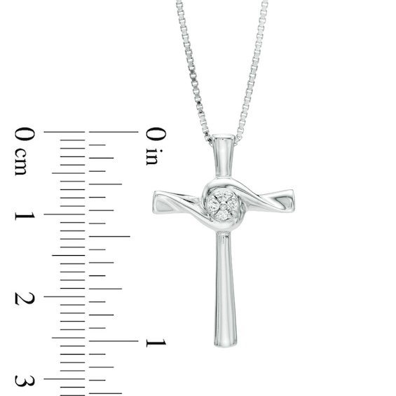 Diamond Accent Swirl Cross Pendant in Sterling Silver