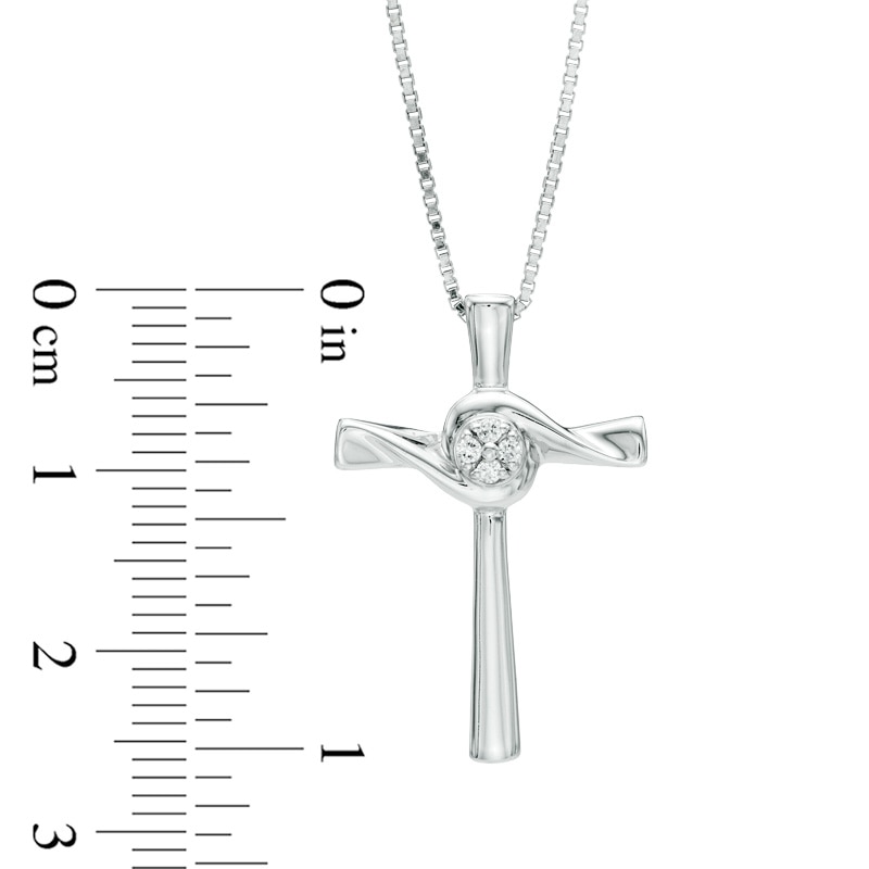 Diamond Accent Swirl Cross Pendant in Sterling Silver