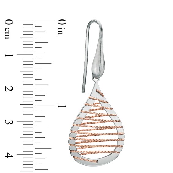 Wrapped Teardrop Earrings in Sterling Silver and 14K Rose Gold Plating