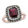 Thumbnail Image 1 of Cushion-Cut Garnet and 1/4 CT. T.W. Enhanced Champagne and White Diamond Ring in 10K Rose Gold