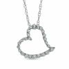 Thumbnail Image 0 of 1/6 CT. T.W. Diamond Lined Heart Pendant in 10K White Gold