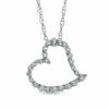 Thumbnail Image 1 of 1/6 CT. T.W. Diamond Lined Heart Pendant in 10K White Gold