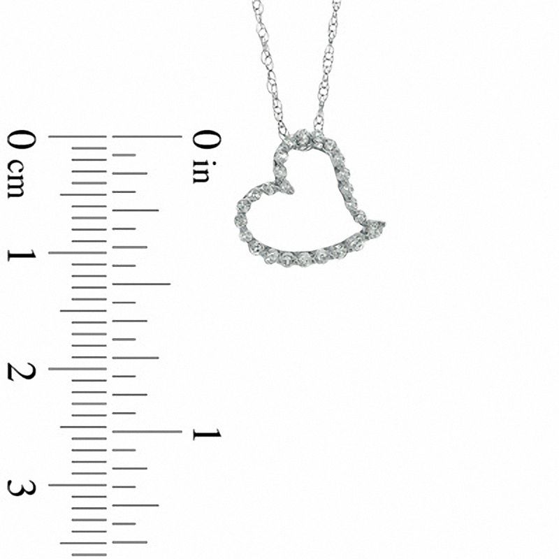 1/6 CT. T.W. Diamond Lined Heart Pendant in 10K White Gold
