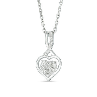 diamond cluster heart pendant