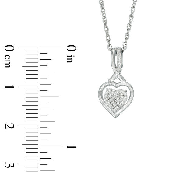 1/10 CT. T.w. Diamond Cluster Heart Pendant in Sterling Silver
