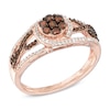 Thumbnail Image 2 of 1/2 CT. T.W. Enhanced Cognac and White Diamond Swirl Ring in 10K Rose Gold