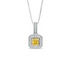 Thumbnail Image 1 of 3/4 CT. T.W. Certified Cushion-Cut Natural Yellow and White Diamond Pendant in 14K White Gold (P/I1)