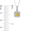 Thumbnail Image 2 of 3/4 CT. T.W. Certified Cushion-Cut Natural Yellow and White Diamond Pendant in 14K White Gold (P/I1)