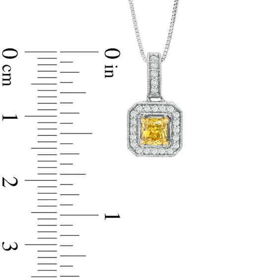 3/4 CT. T.w. Certified Cushion-Cut Natural Yellow and White Diamond Pendant in 14K White Gold (P/I1)