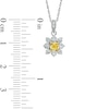 Thumbnail Image 2 of 3/4 CT. T.W. Certified Cushion-Cut Natural Yellow and White Diamond Flower Pendant in 14K White Gold (P/I1)